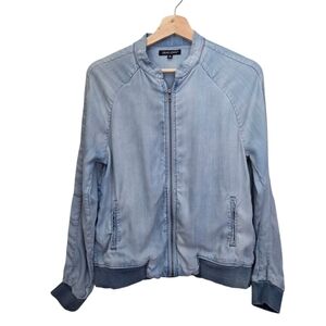 Dear John | Lyocell Zip Front Chambray Lightweight Bomber Jacket